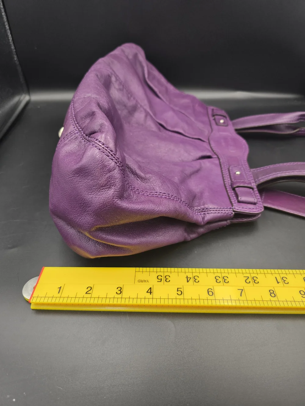 Coach Purple Leather Pleated Satchel with Turnlock